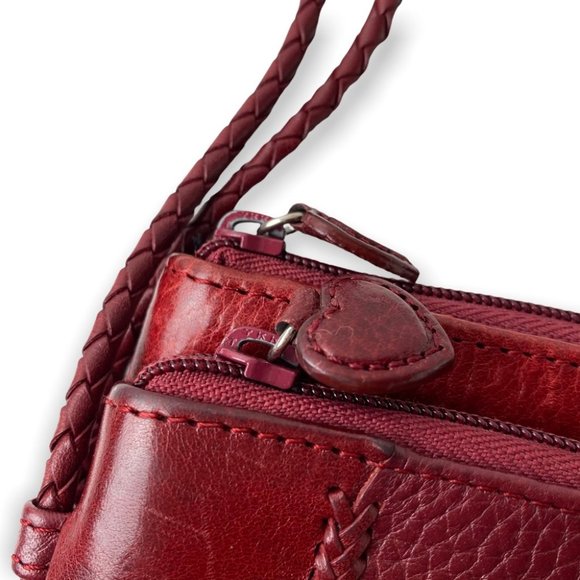 Brighton Red Leather Small Crossbody Bag with Braided Straps - Picture 6 of 11